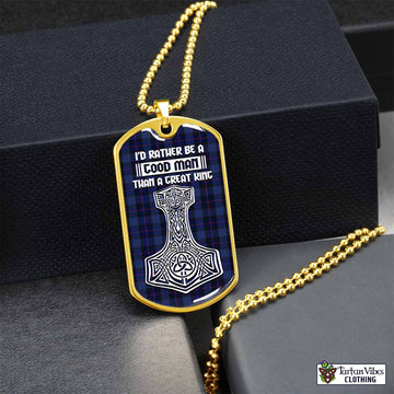 Rangers Tartan Dog Tag Necklace Viking Mjolnir Style