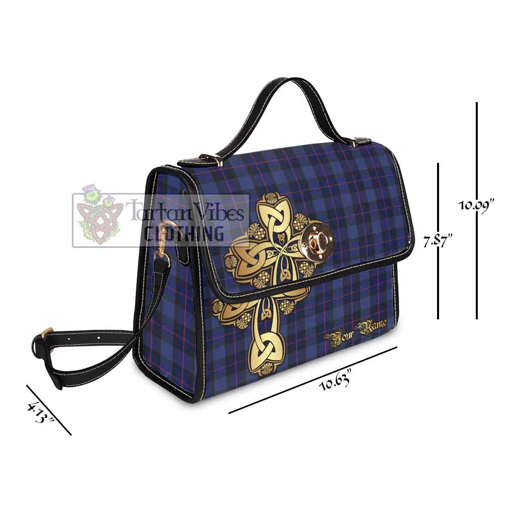 Rangers Tartan Waterproof Canvas Bag Golden Thistle Celtic Cross Style - Tartan Vibes Clothing