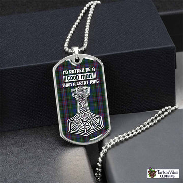 Rankin Tartan Dog Tag Necklace Viking Mjolnir Style