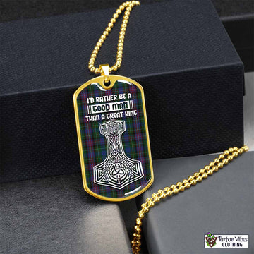 Rankin Tartan Dog Tag Necklace Viking Mjolnir Style