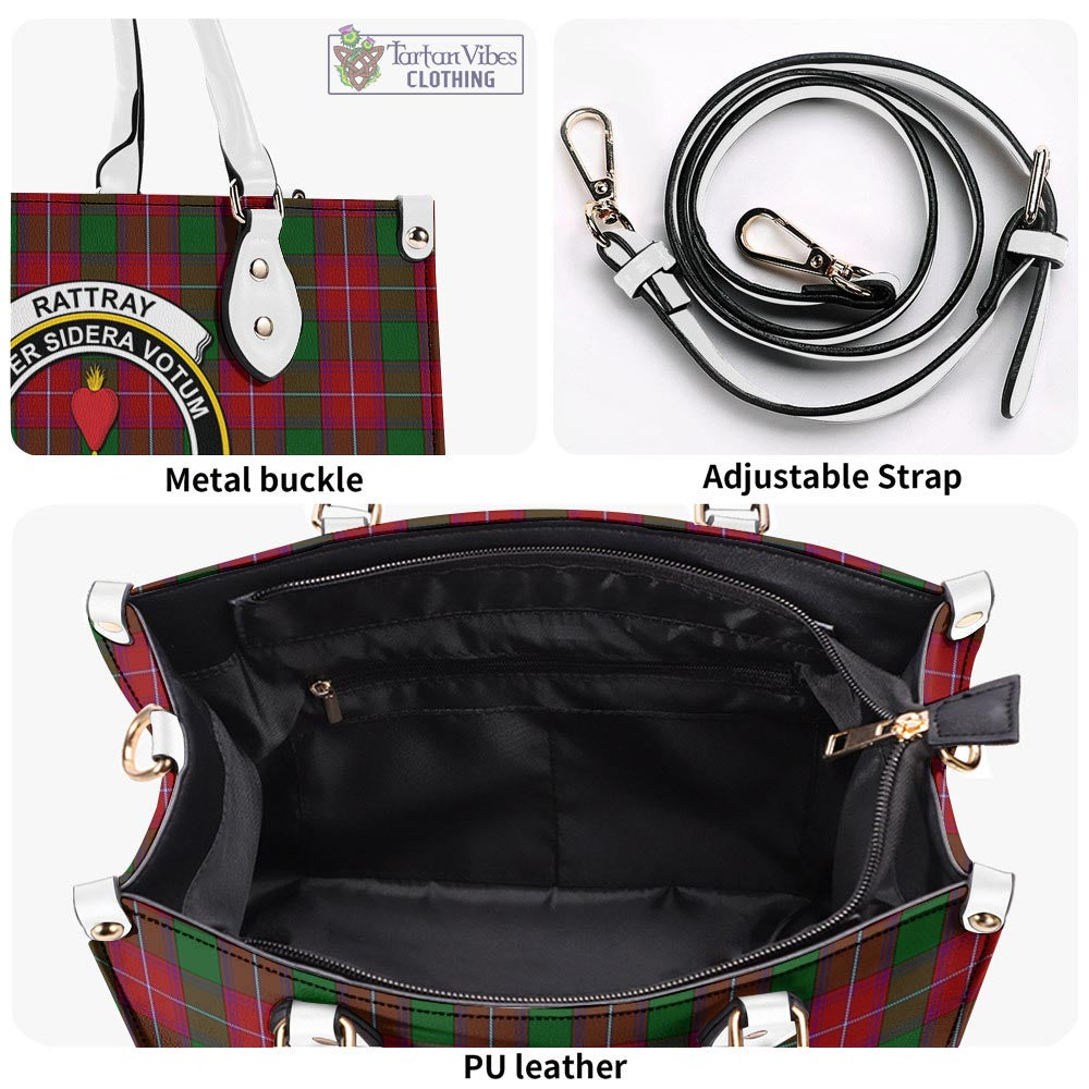 Tartan Vibes Clothing Rattray Tartan Luxury Leather Handbags with Family Crest