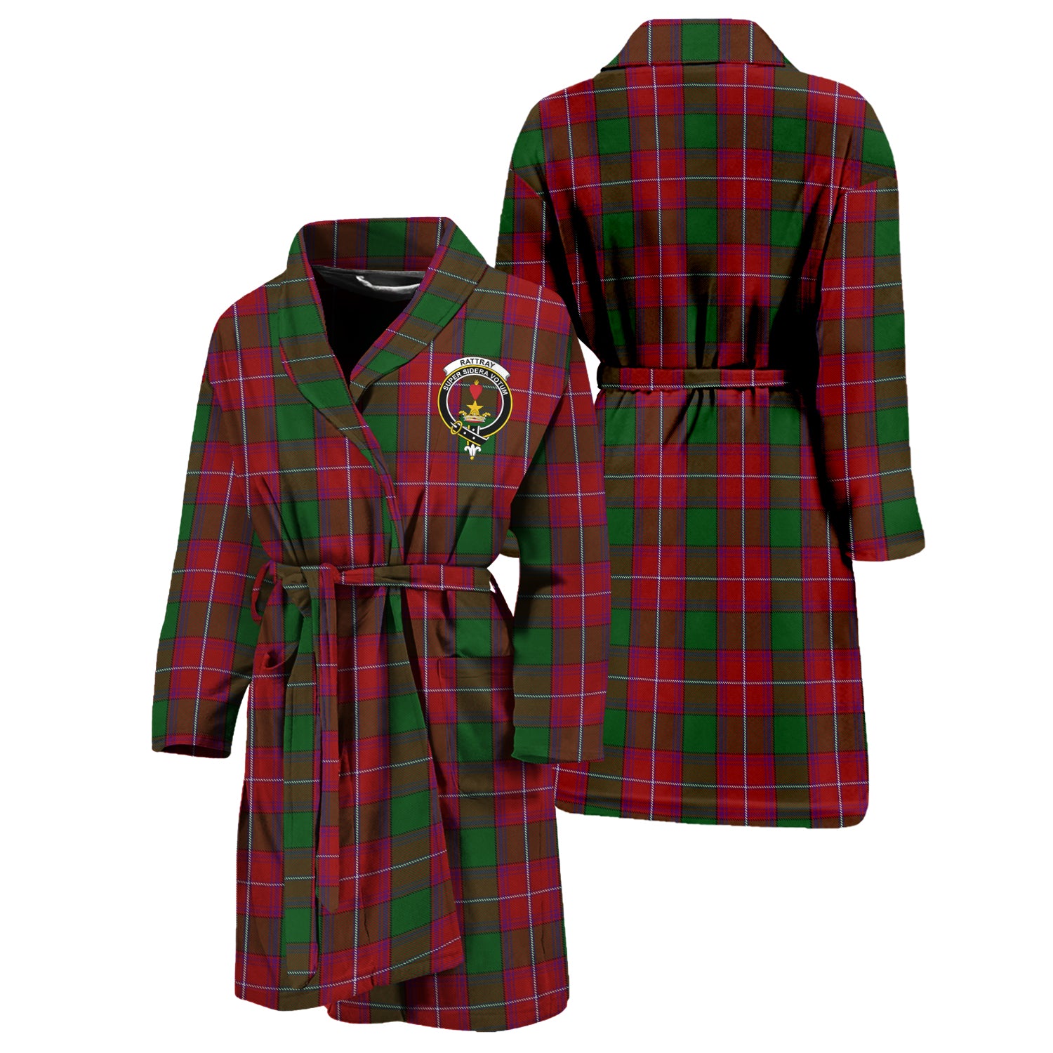 Rattray Tartan Bathrobe with Family Crest Unisex S - Tartan Vibes Clothing