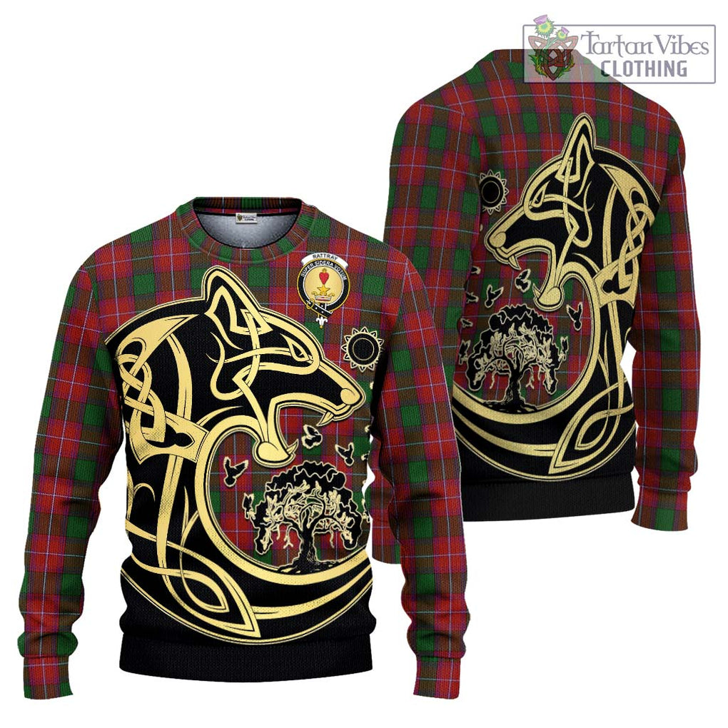 Rattray Tartan Knitted Sweater with Family Crest Celtic Wolf Style Unisex - Tartan Vibes Clothing