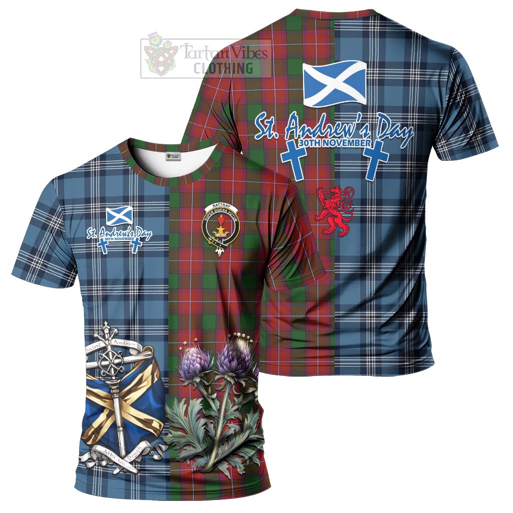 Tartan Vibes Clothing Rattray Tartan T-Shirt Happy St. Andrew's Day Half Tartan Style