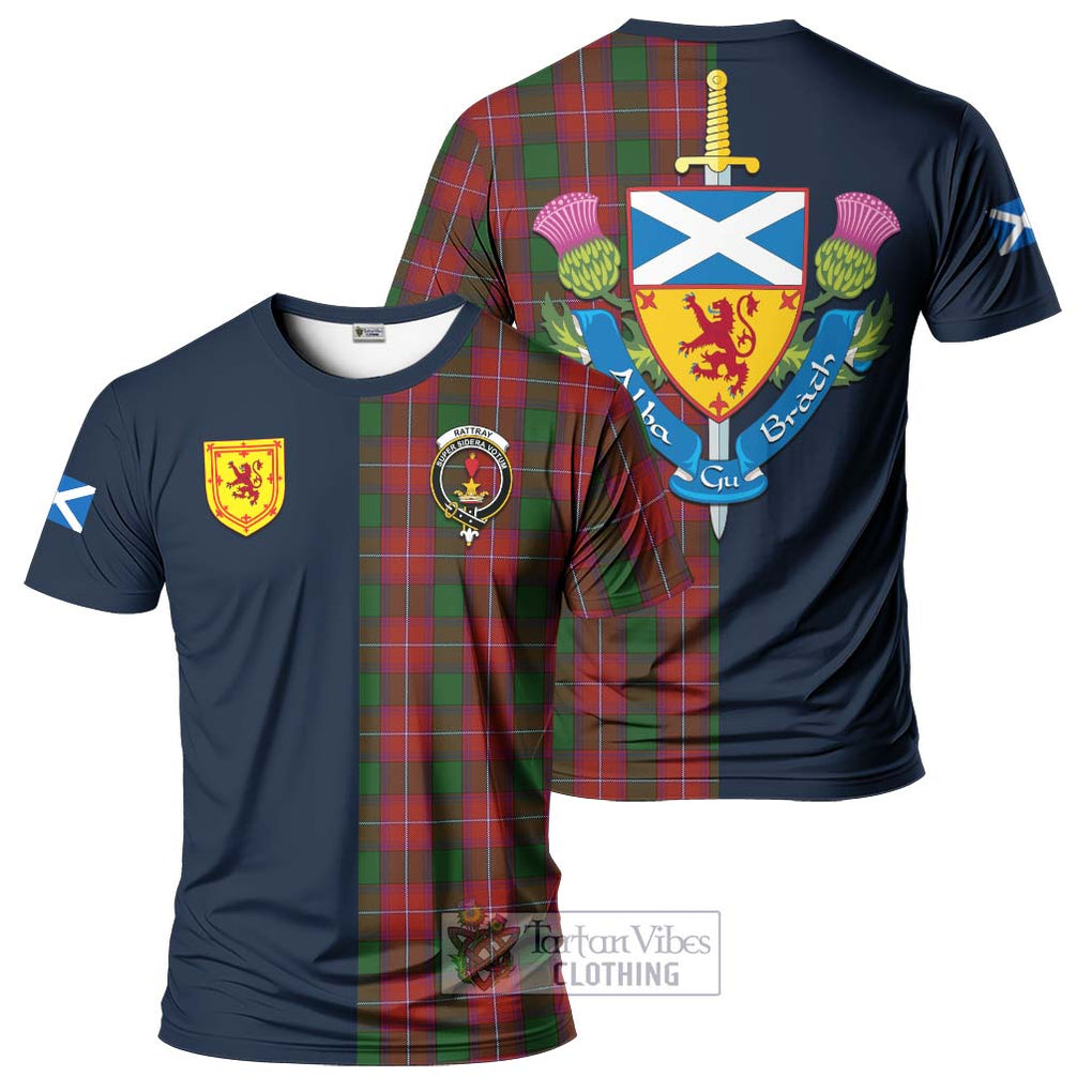 Tartan Vibes Clothing Rattray Tartan T-Shirt Alba with Scottish Lion Royal Arm Half Style