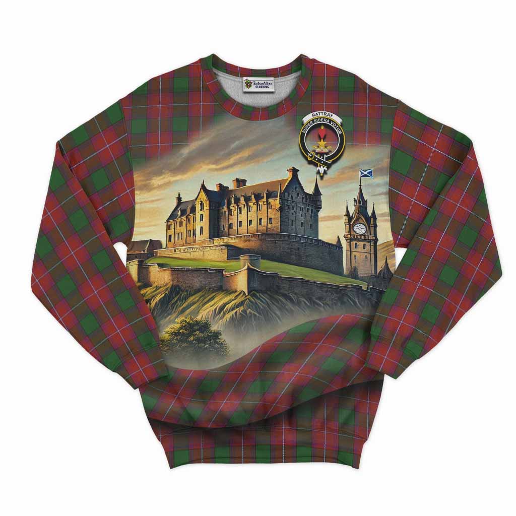 Rattray Tartan Family Crest Sweatshirt with Scottish Ancient Castle Style Unisex - Tartan Vibes Clothing