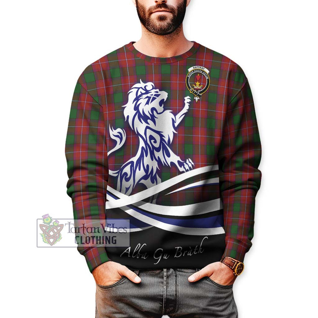 Rattray Tartan Sweatshirt with Alba Gu Brath Regal Lion Emblem Unisex - Tartanvibesclothing Shop