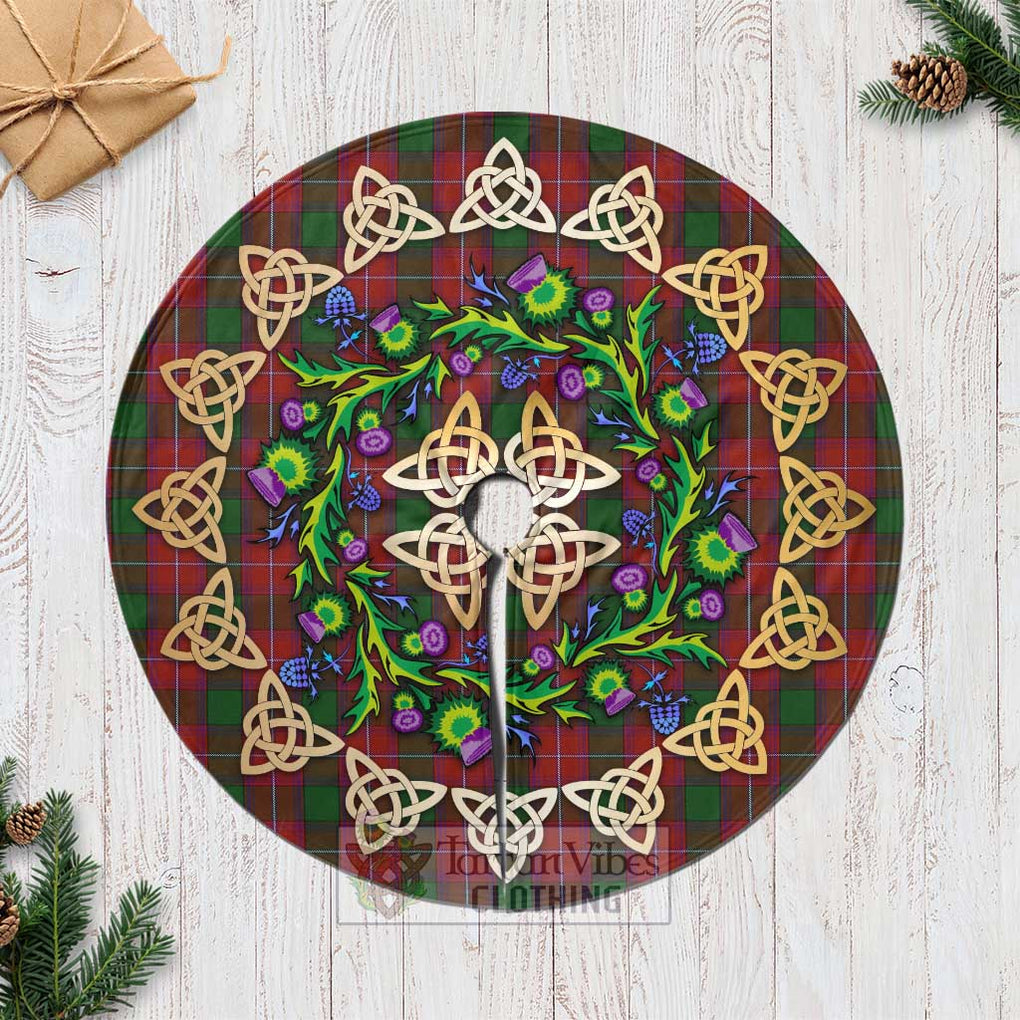 Tartan Vibes Clothing Rattray Tartan Christmas Tree Skirt with Thistle Celtic Knot Style