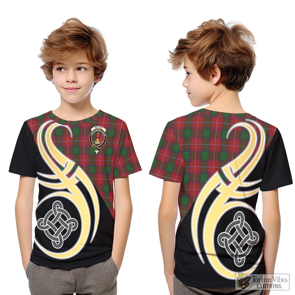 Rattray Tartan Kid T-Shirt with Family Crest and Celtic Symbol Style Youth XL Size14 - Tartan Vibes Clothing