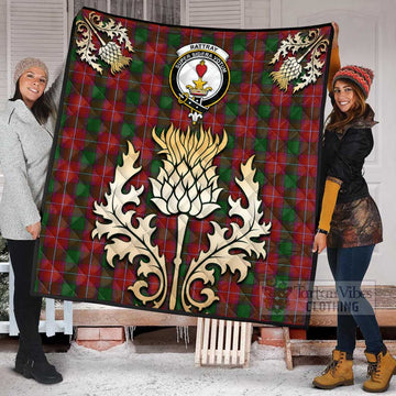 Rattray Tartan Quilt with Family Crest and Golden Thistle Style