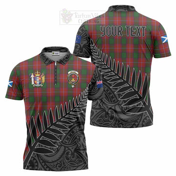 Rattray Crest Tartan Zipper Polo Shirt with New Zealand Silver Fern Half Style