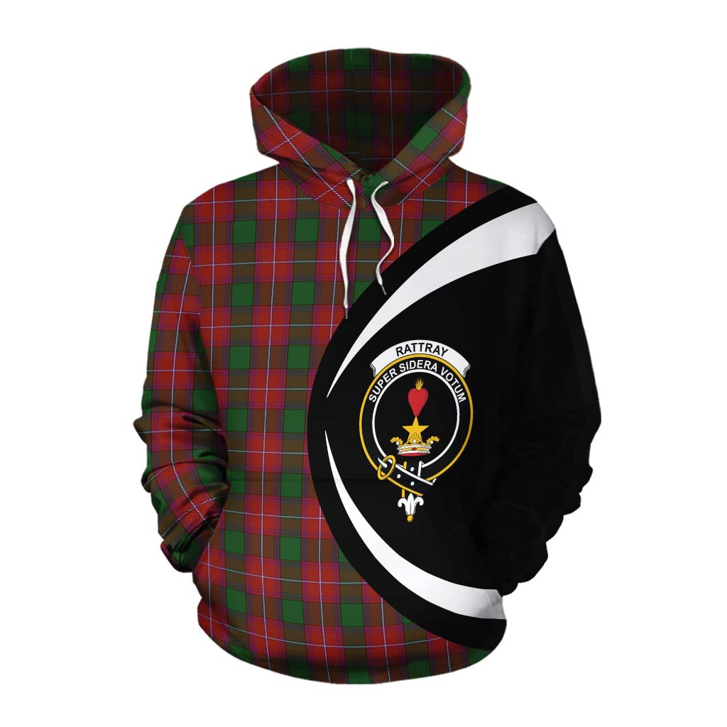 Tartan Vibes Clothing Rattray Tartan Cotton Hoodie with Family Crest Circle Style