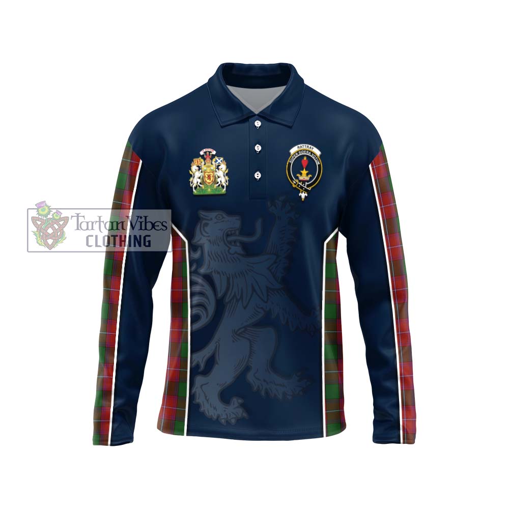 Rattray Tartan Long Sleeve Polo Shirt with Family Crest and Lion Rampant Vibes Sport Style Unisex - Tartan Vibes Clothing