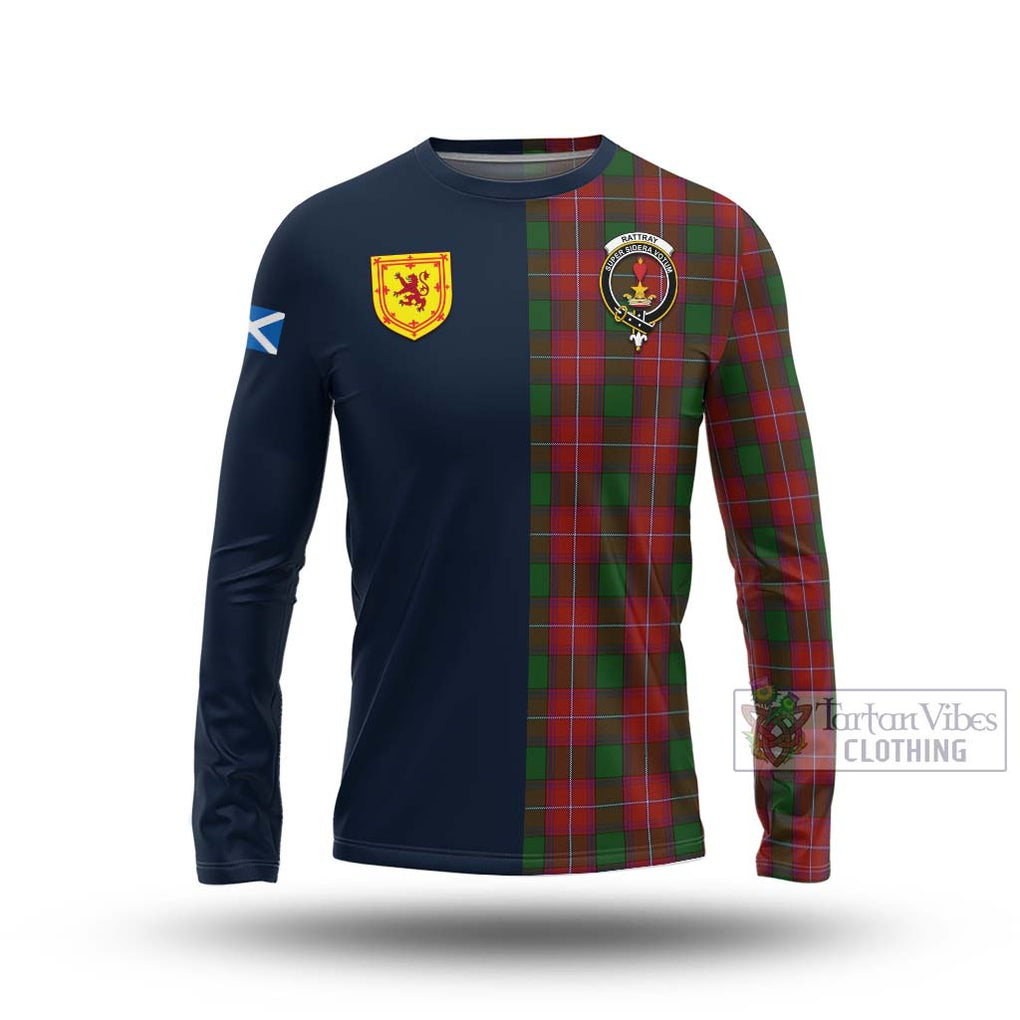 Tartan Vibes Clothing Rattray Tartan Long Sleeve T-Shirt with Scottish Lion Royal Arm Half Style