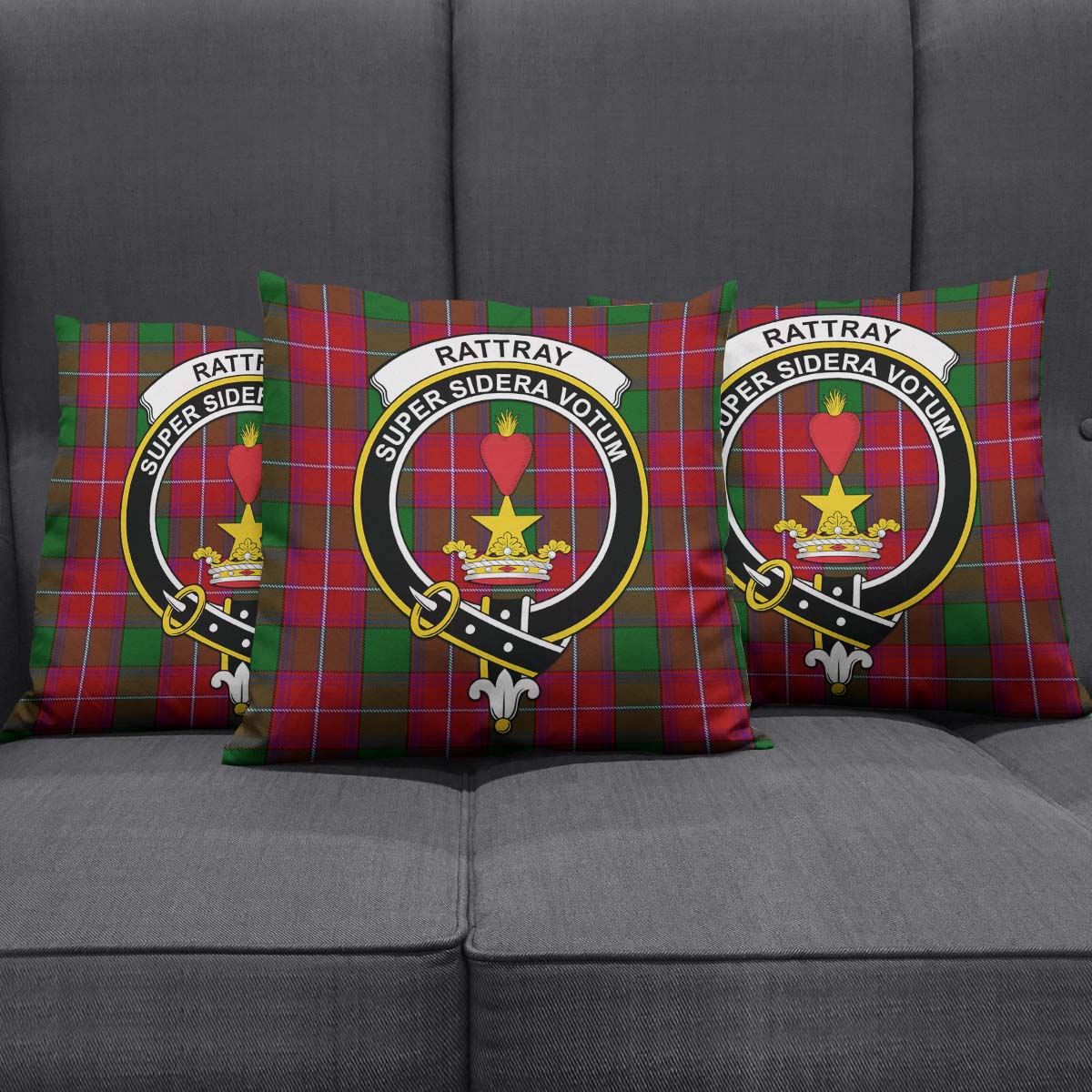 Rattray Tartan Pillow Cover with Family Crest Square Pillow Cover - Tartanvibesclothing