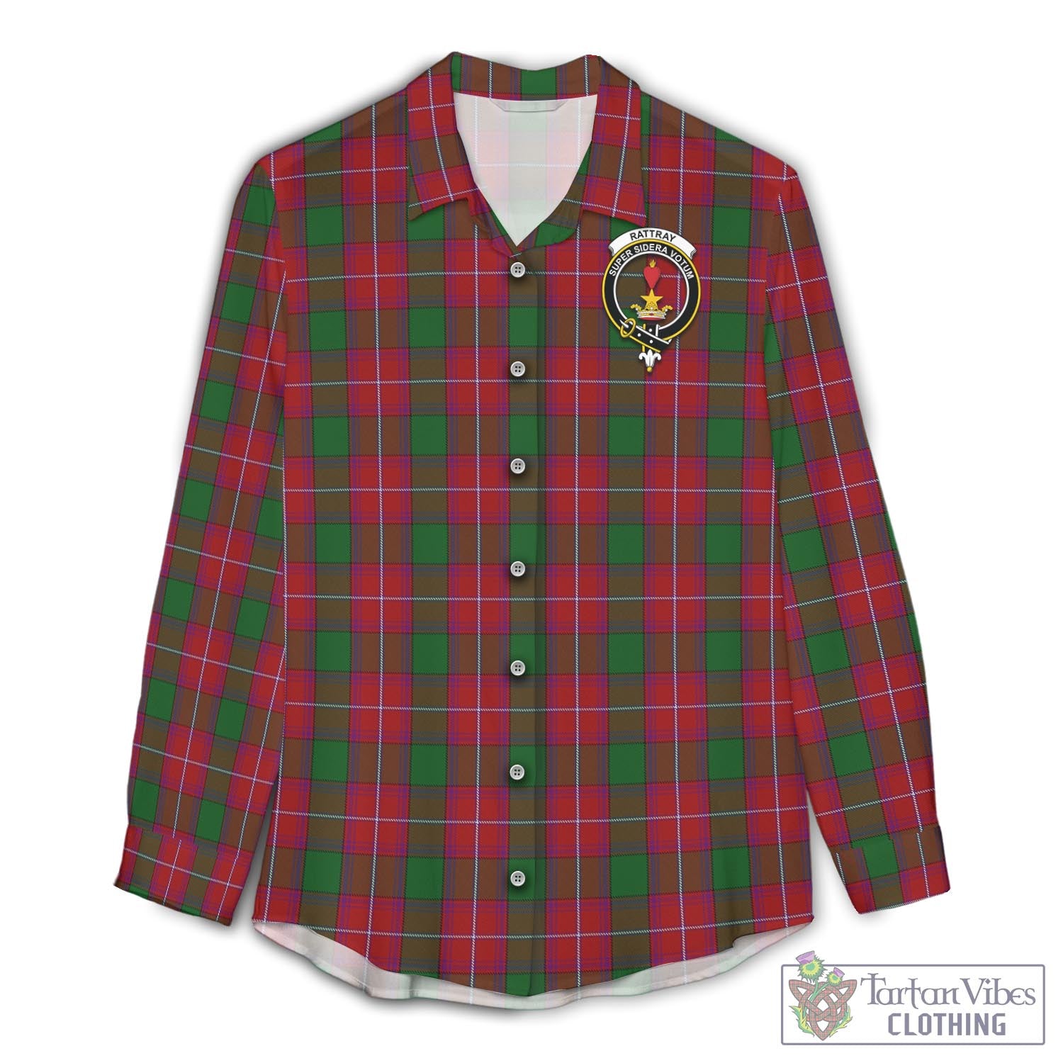 Tartan Vibes Clothing Rattray Tartan Womens Casual Shirt with Family Crest