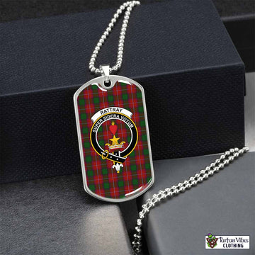 Rattray Tartan Dog Tag Necklace with Family Crest