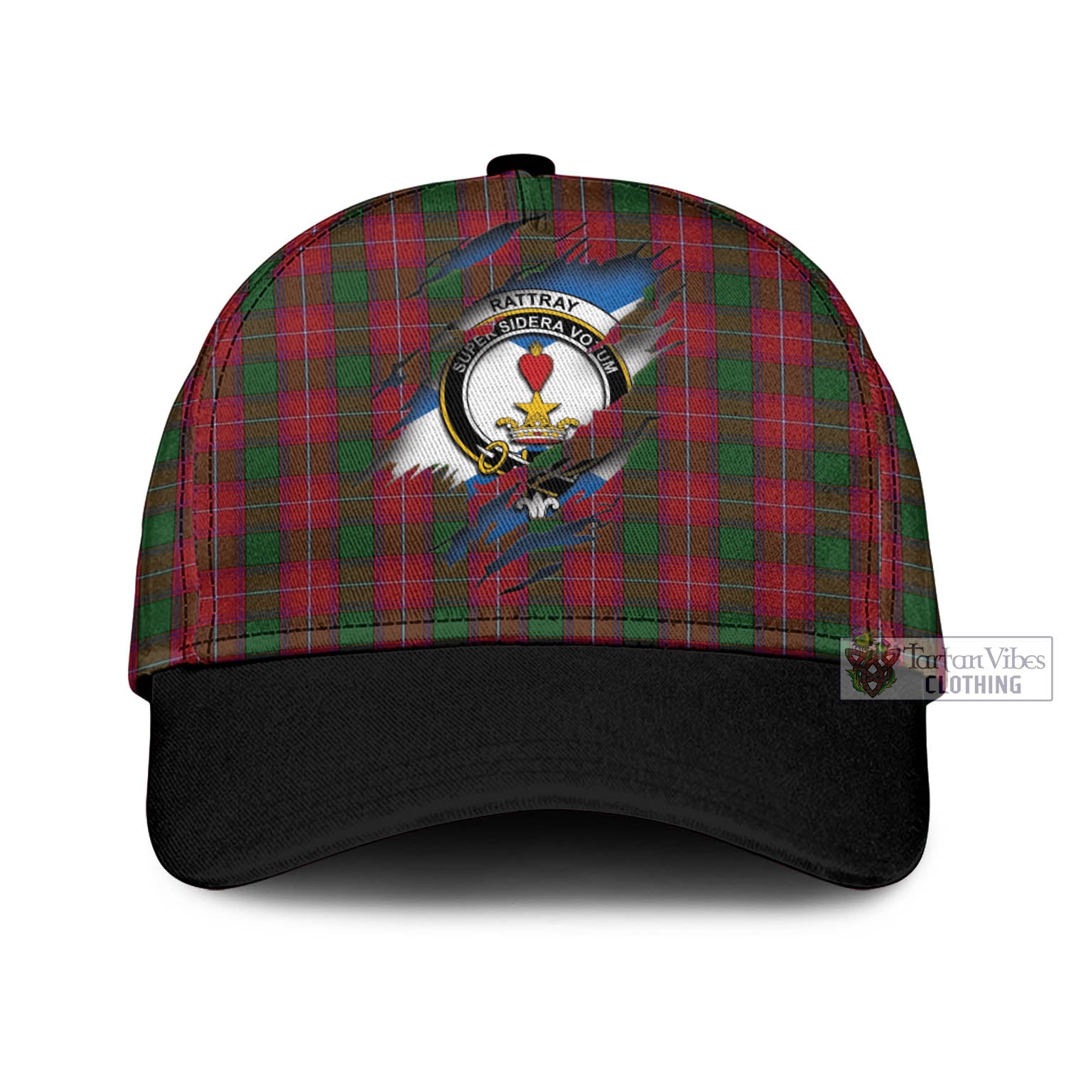 Tartan Vibes Clothing Rattray Tartan Classic Cap with Family Crest In Me Style