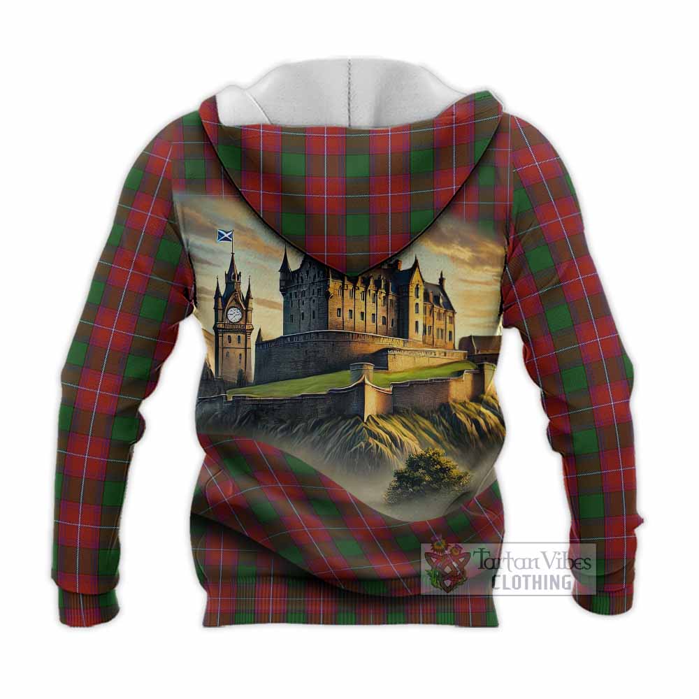 Rattray Tartan Family Crest Knitted Hoodie with Scottish Ancient Castle Style - Tartan Vibes Clothing