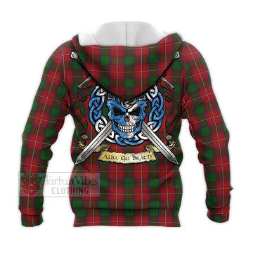 Rattray Tartan Knitted Hoodie with Family Crest Celtic Skull Style