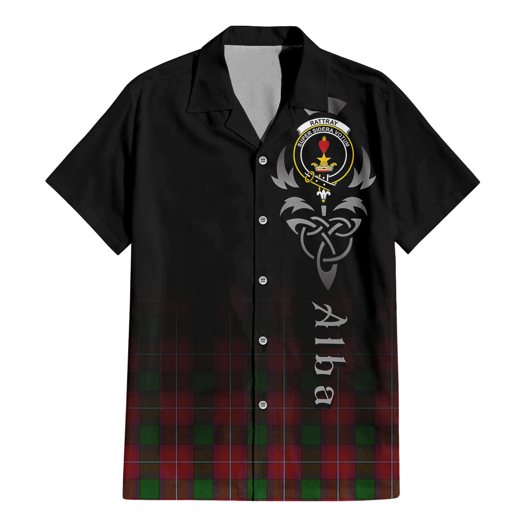 Tartan Vibes Clothing Rattray Tartan Short Sleeve Button Up Featuring Alba Gu Brath Family Crest Celtic Inspired