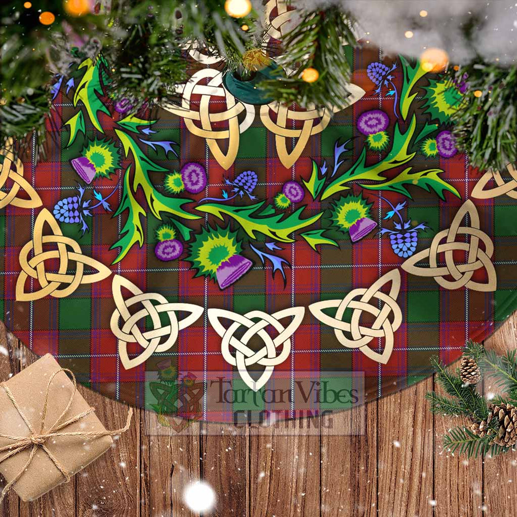 Tartan Vibes Clothing Rattray Tartan Christmas Tree Skirt with Thistle Celtic Knot Style