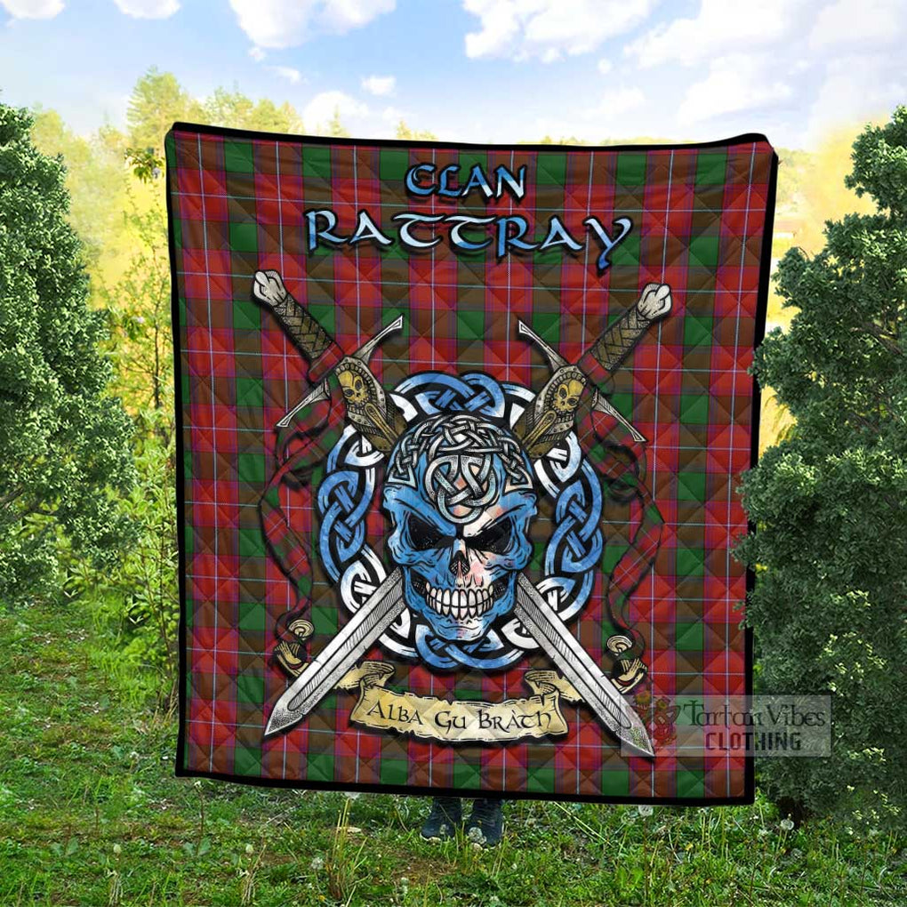 Tartan Vibes Clothing Rattray Tartan Quilt with Celtic Skull Alba Gu Brath Style