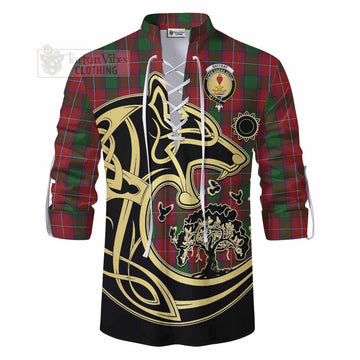 Rattray Tartan Ghillie Kilt Shirt with Family Crest Celtic Wolf Style