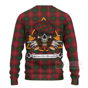 Rattray Tartan Ugly Sweater with Family Crest and Bearded Skull Holding Bottles of Whiskey