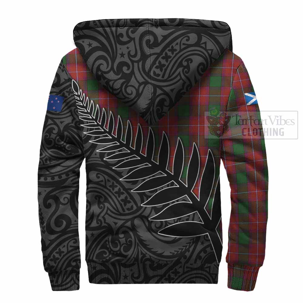 Tartan Vibes Clothing Rattray Crest Tartan Sherpa Hoodie with New Zealand Silver Fern Half Style