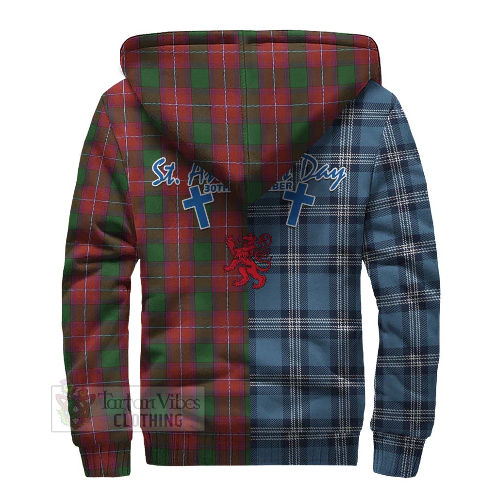 Tartan Vibes Clothing Rattray Tartan Sherpa Hoodie Happy St. Andrew's Day Half Tartan Style