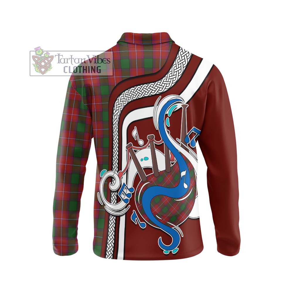 Tartan Vibes Clothing Rattray Tartan Long Sleeve Polo Shirt with Epic Bagpipe Style