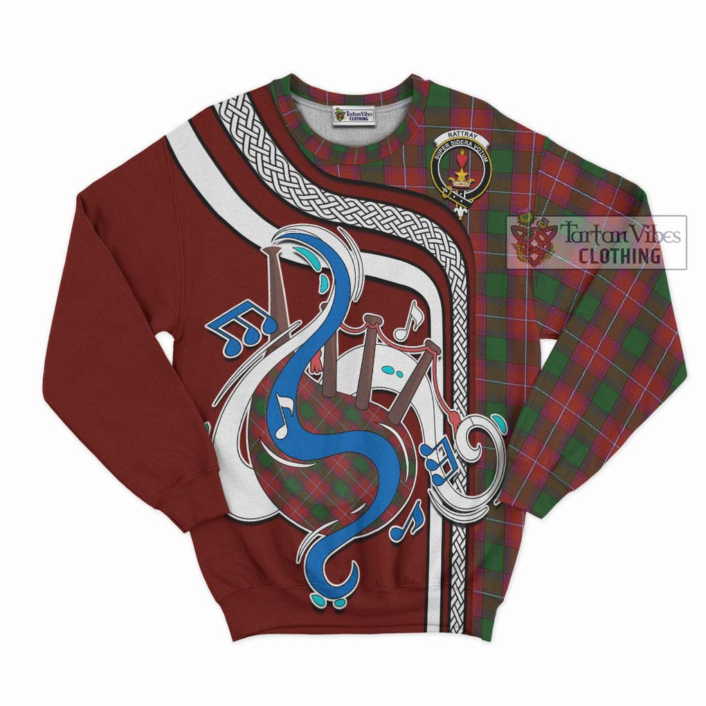 Tartan Vibes Clothing Rattray Tartan Sweatshirt with Epic Bagpipe Style