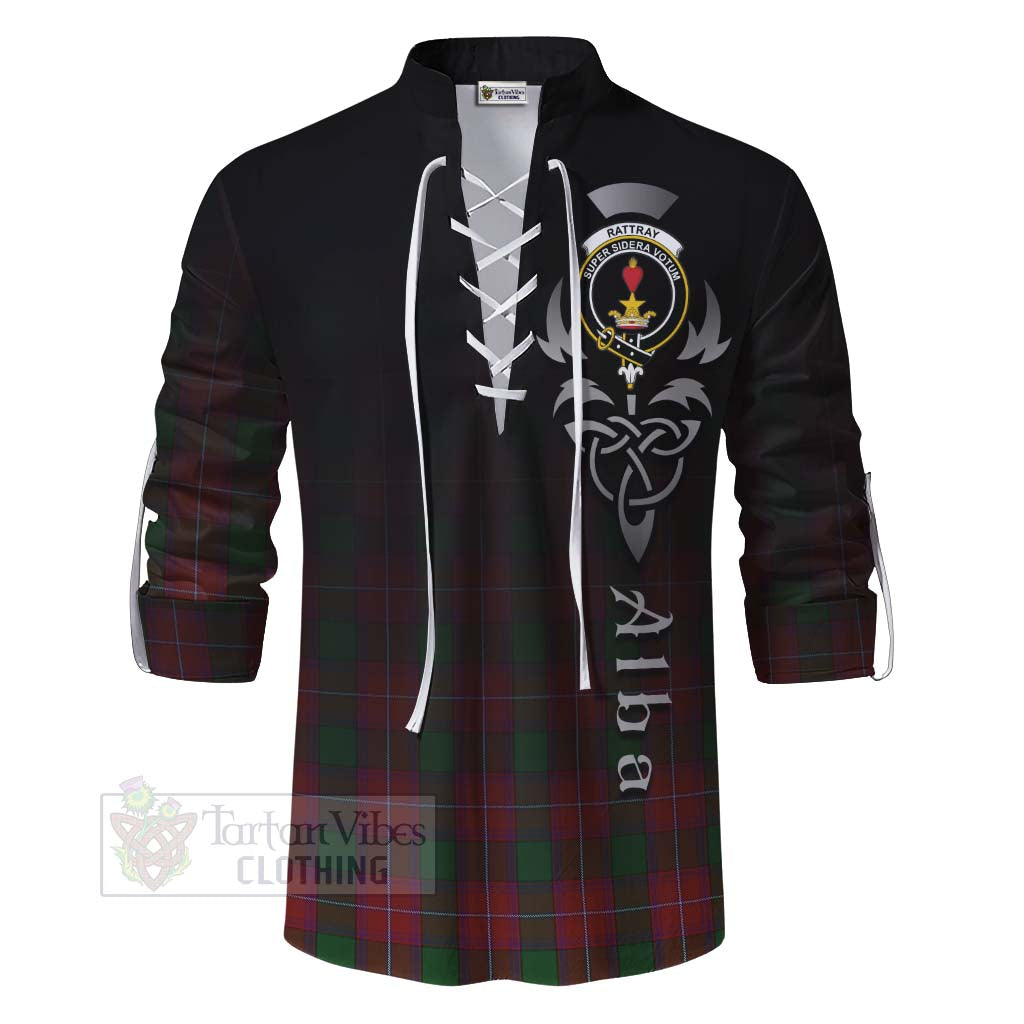 Tartan Vibes Clothing Rattray Tartan Ghillie Kilt Shirt Featuring Alba Gu Brath Family Crest Celtic Inspired