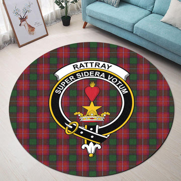 Rattray Tartan Round Rug with Family Crest