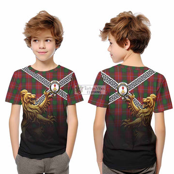Rattray Crest Tartan Kid T-Shirt with Golden Lion Emblem Celtic Style - Tartan Vibes Clothing
