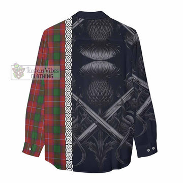 Rattray Tartan Women's Casual Shirt with Family Crest Cross Sword Thistle Celtic Vibes