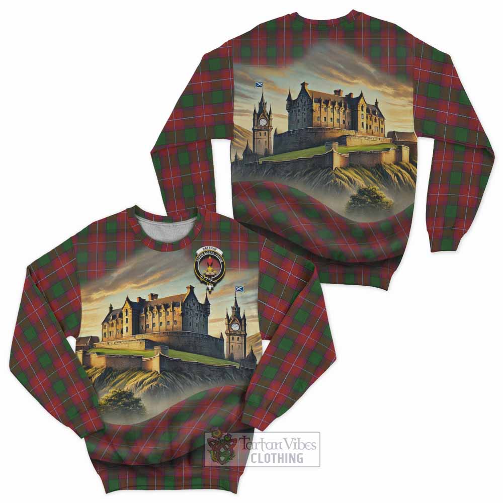 Rattray Tartan Family Crest Sweatshirt with Scottish Ancient Castle Style - Tartan Vibes Clothing