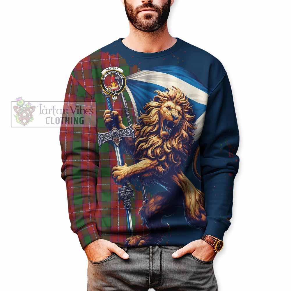 Tartan Vibes Clothing Rattray Tartan Family Crest Sweatshirt with Scottish Majestic Lion