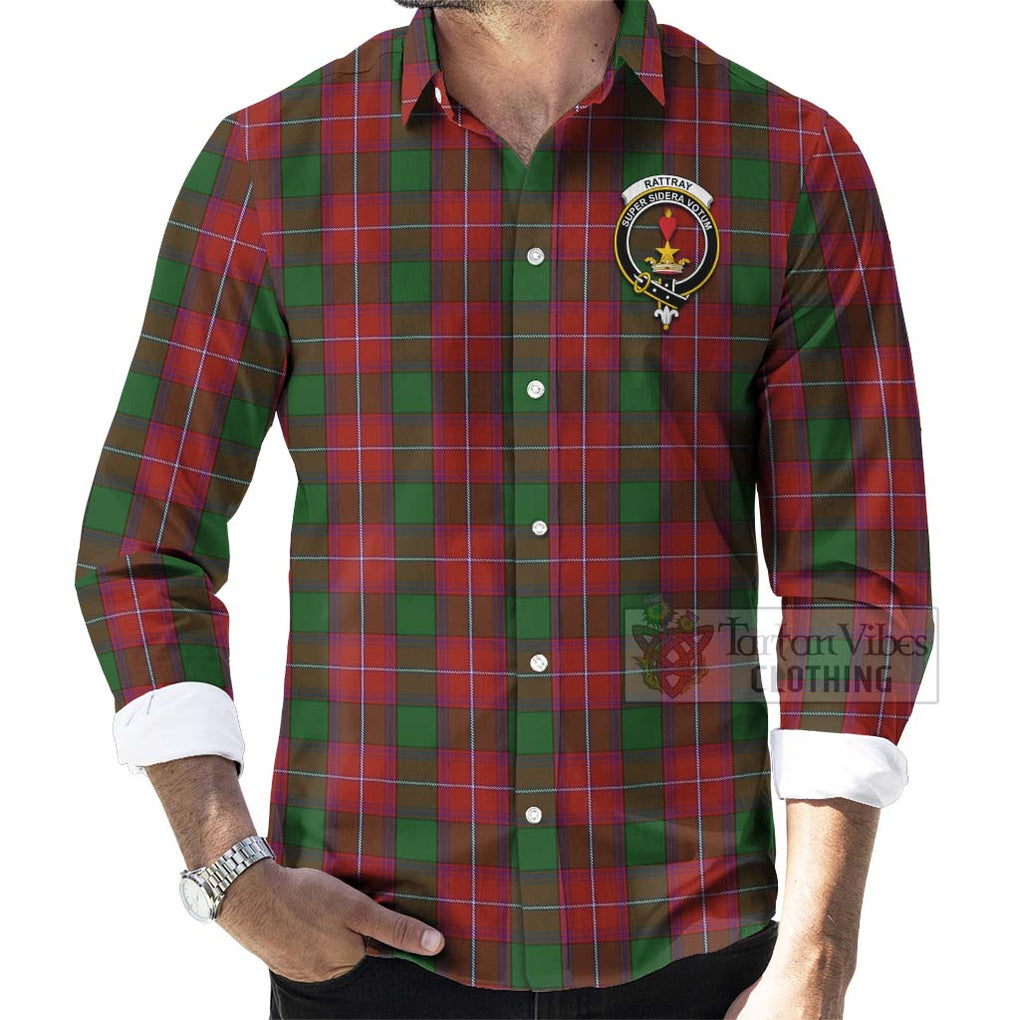 Tartan Vibes Clothing Rattray Tartan Long Sleeve Button Shirt with Family Crest and Bearded Skull Holding Bottles of Whiskey