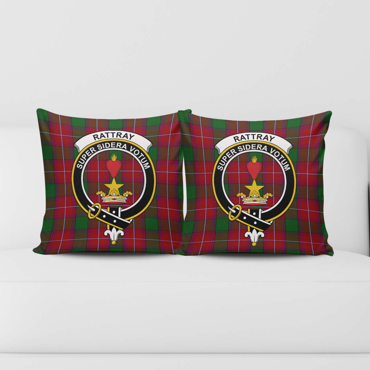 Rattray Tartan Pillow Cover with Family Crest - Tartanvibesclothing