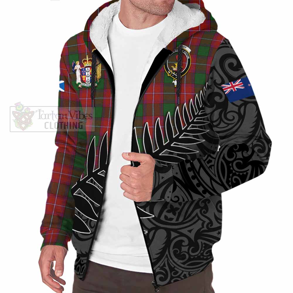 Tartan Vibes Clothing Rattray Crest Tartan Sherpa Hoodie with New Zealand Silver Fern Half Style