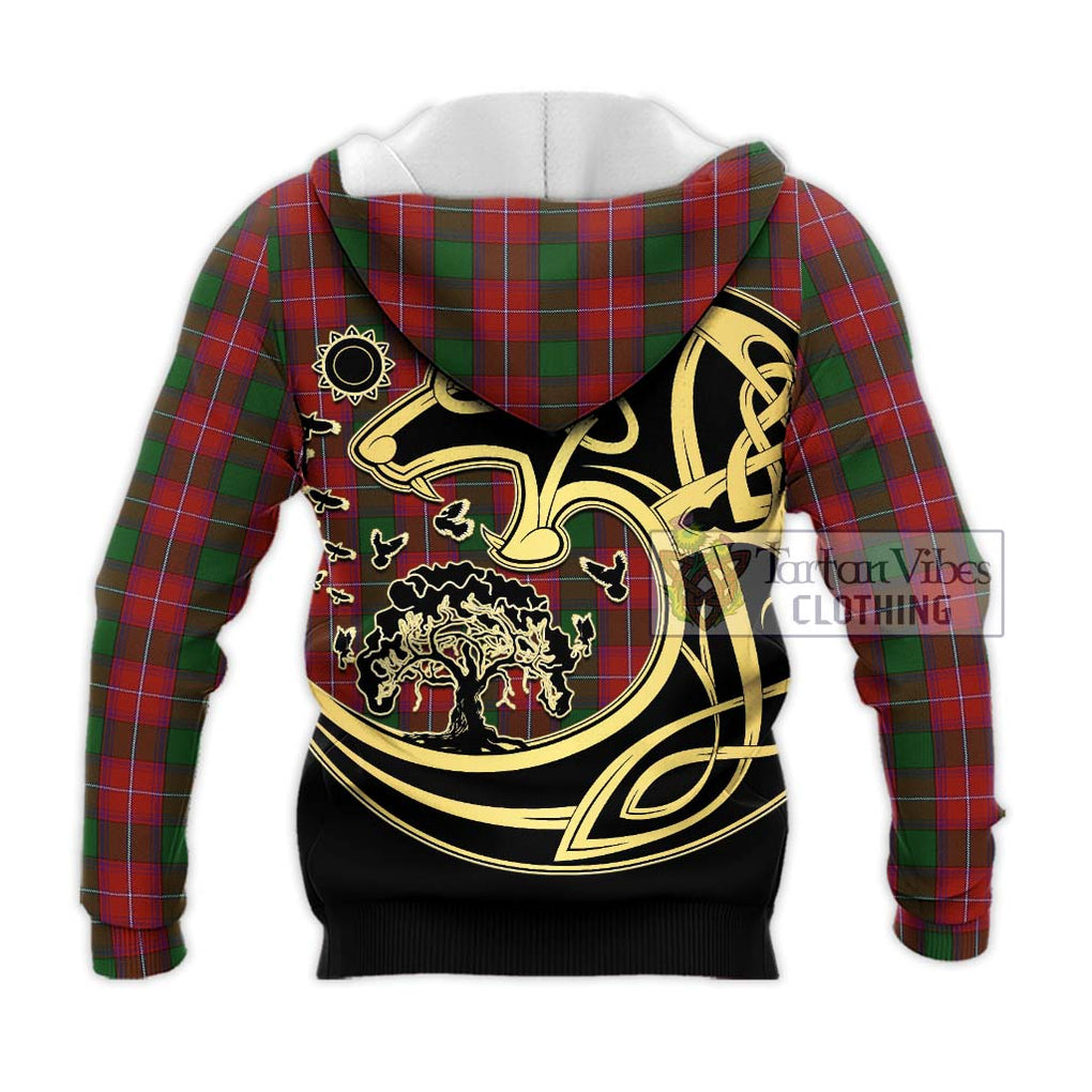 Rattray Tartan Knitted Hoodie with Family Crest Celtic Wolf Style - Tartan Vibes Clothing