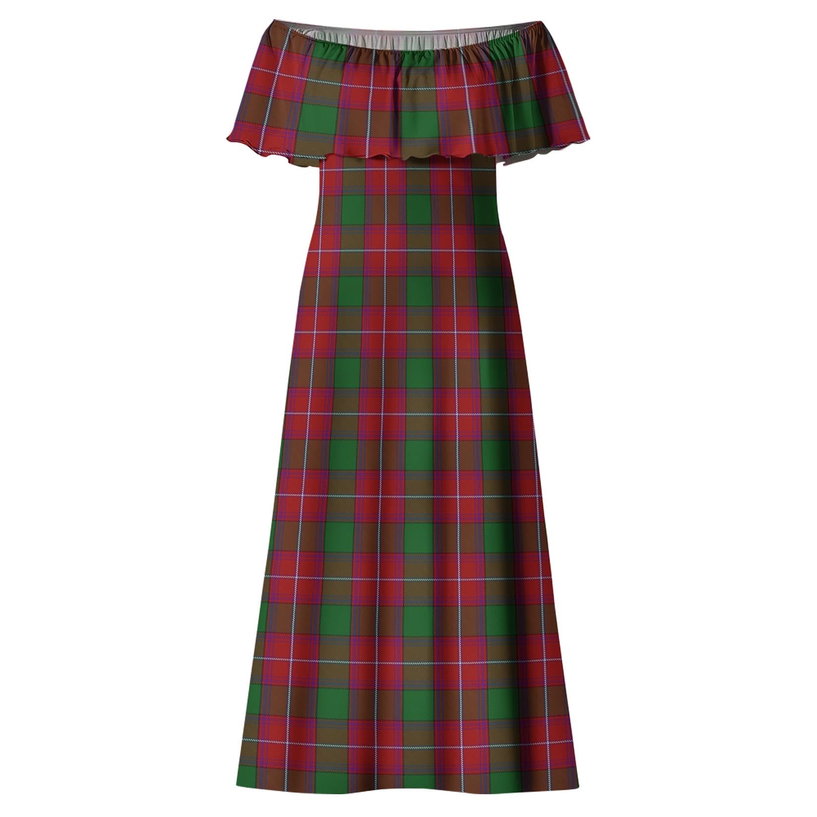 Rattray Tartan Off Shoulder Long Dress - Tartanvibesclothing