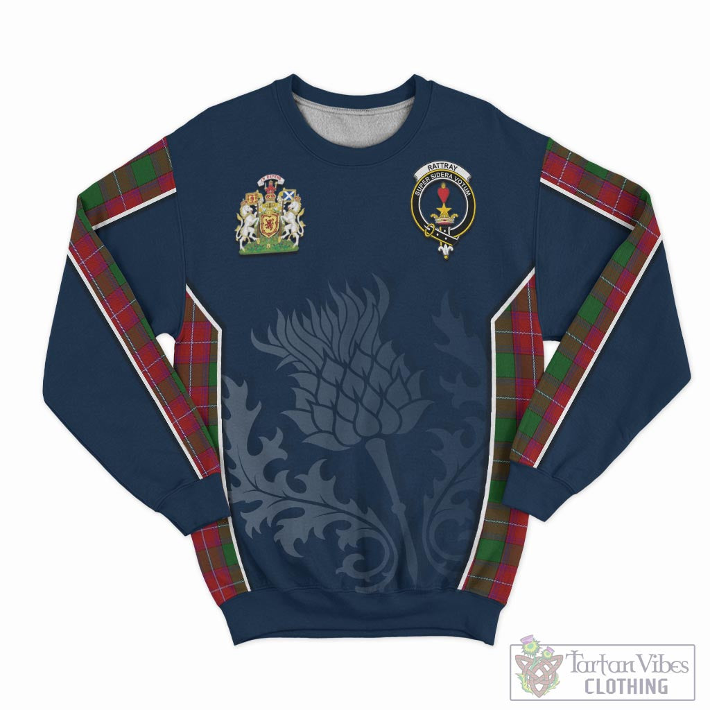 Tartan Vibes Clothing Rattray Tartan Sweatshirt with Family Crest and Scottish Thistle Vibes Sport Style