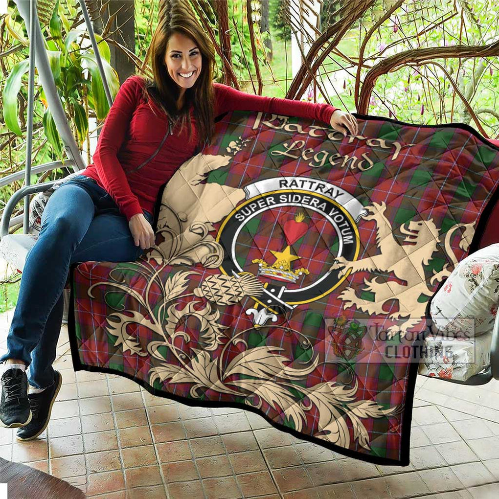 Tartan Vibes Clothing Rattray Tartan Quilt with Family Crest and Scottish Symbol Style