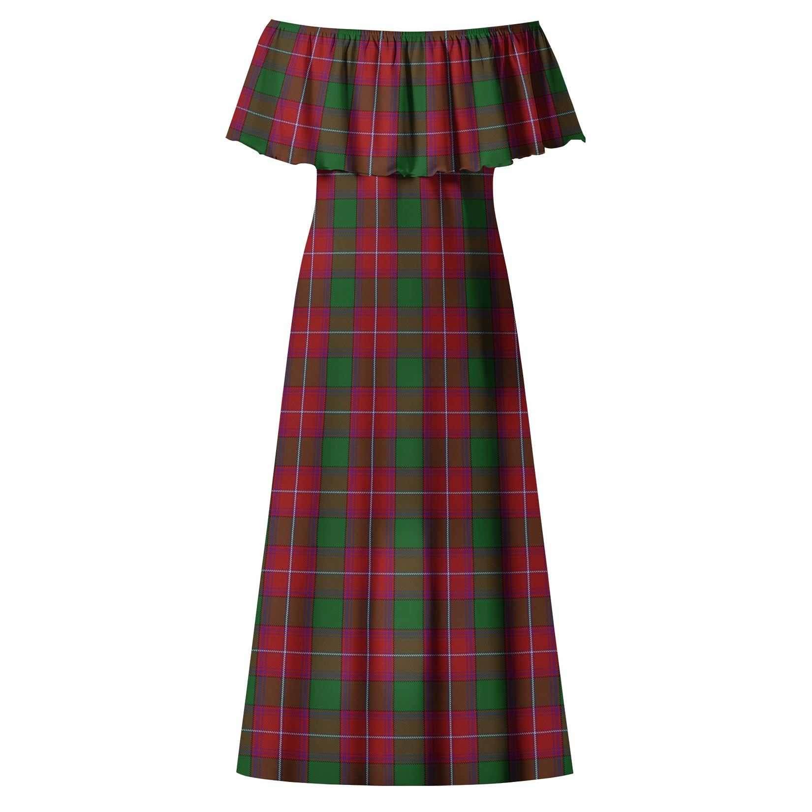 Rattray Tartan Off Shoulder Long Dress - Tartanvibesclothing