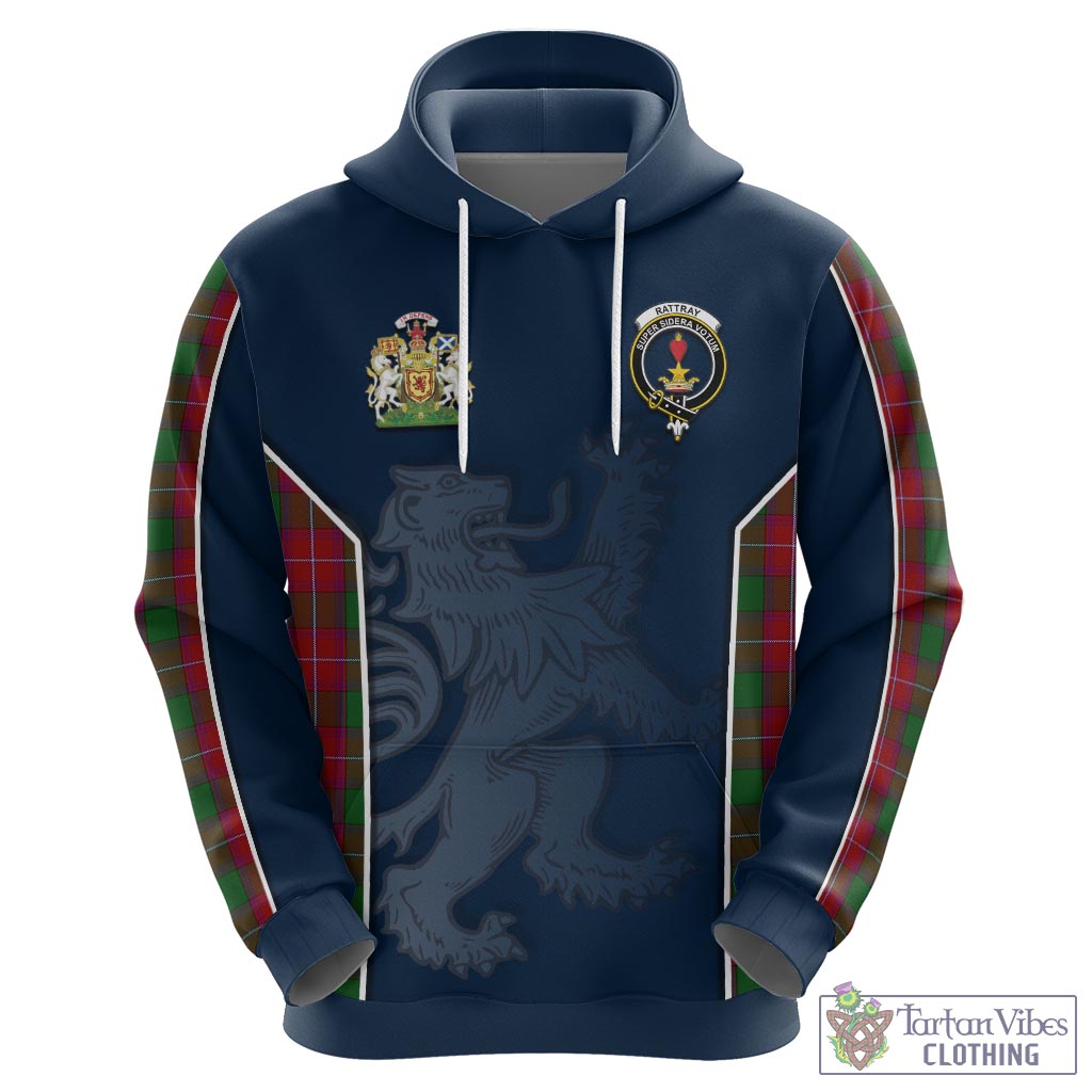 Tartan Vibes Clothing Rattray Tartan Hoodie with Family Crest and Lion Rampant Vibes Sport Style