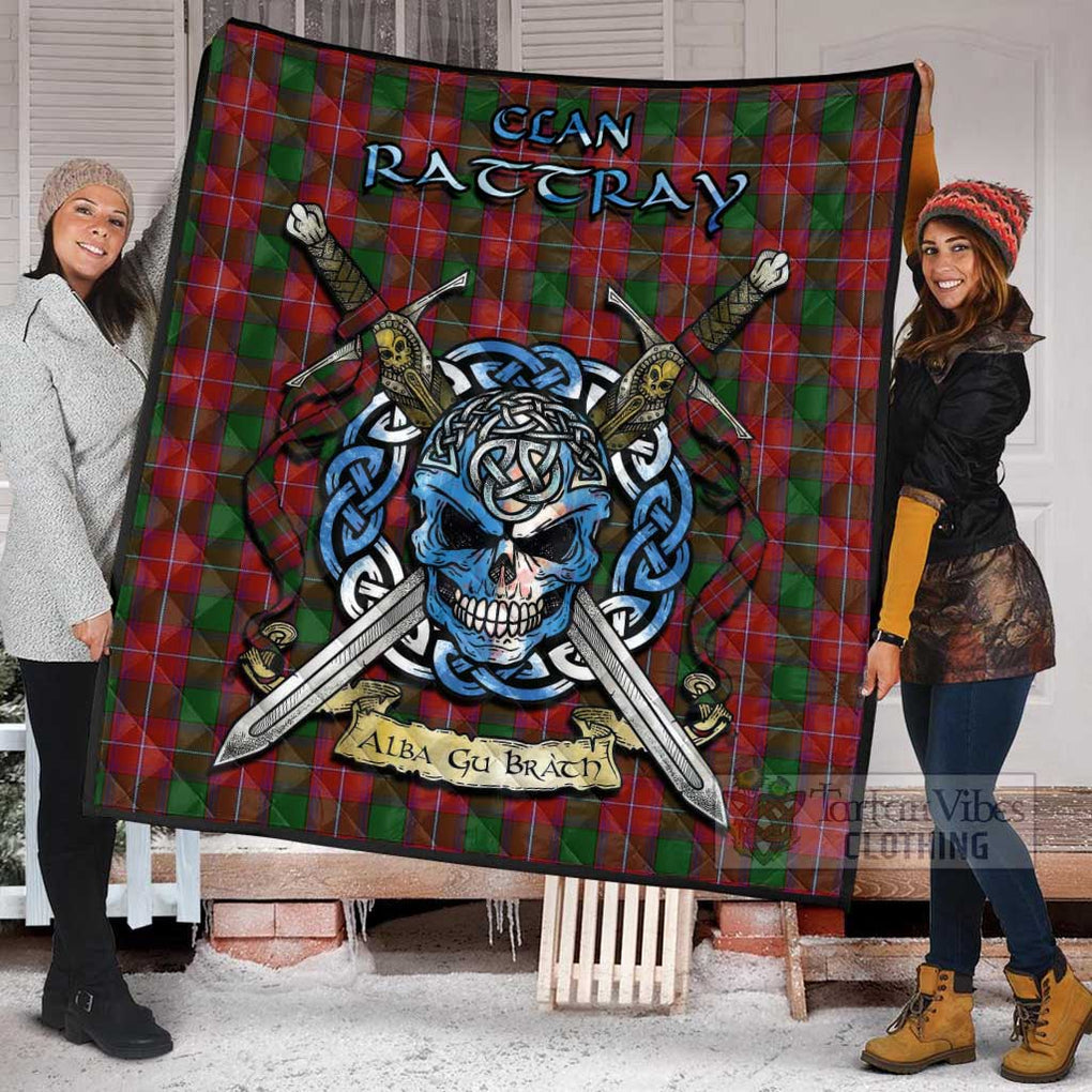 Tartan Vibes Clothing Rattray Tartan Quilt with Celtic Skull Alba Gu Brath Style