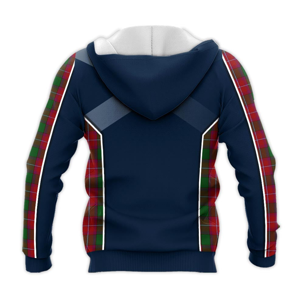 Tartan Vibes Clothing Rattray Tartan Knitted Hoodie with Family Crest and Scottish Thistle Vibes Sport Style